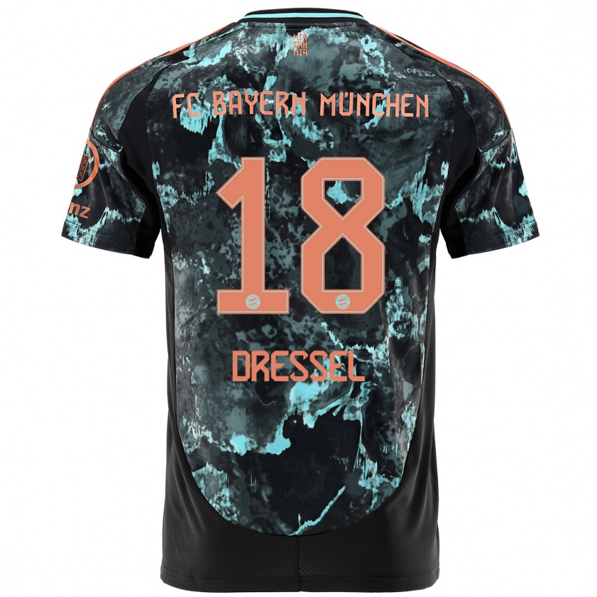 Vaikiškas Timon Dressel #18 Juoda Išvykos Marškinėliai 2024/25 T-Shirt