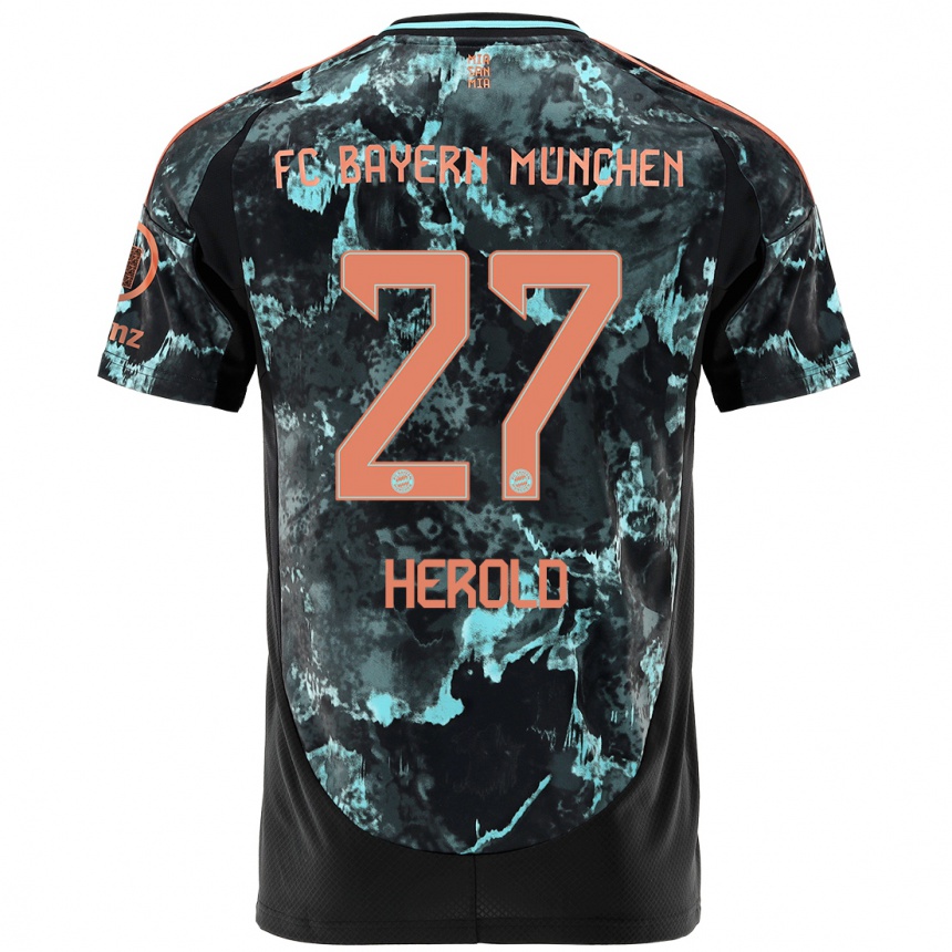 Vaikiškas David Herold #27 Juoda Išvykos Marškinėliai 2024/25 T-Shirt