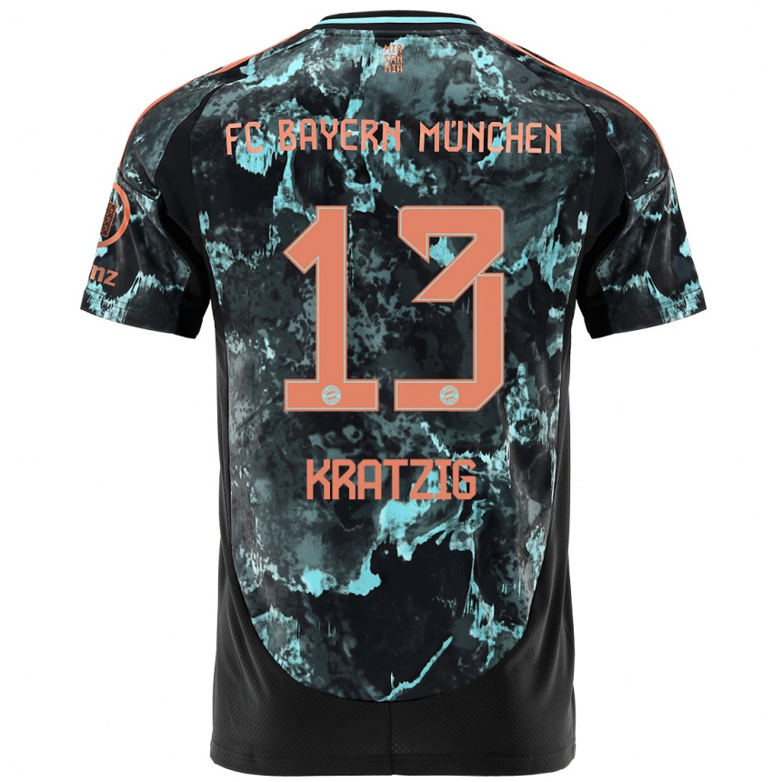 Vaikiškas Frans Kratzig #13 Juoda Išvykos Marškinėliai 2024/25 T-Shirt