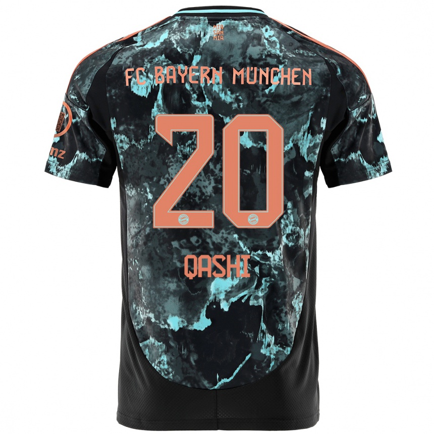 Vaikiškas Yousef Qashi #20 Juoda Išvykos Marškinėliai 2024/25 T-Shirt