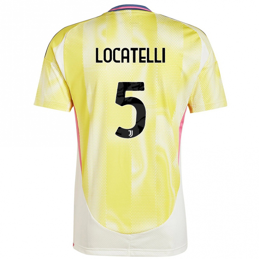 Vaikiškas Manuel Locatelli #5 Saulės Geltona Išvykos Marškinėliai 2024/25 T-Shirt