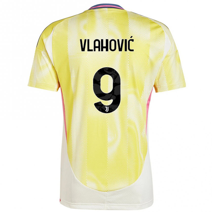 Vaikiškas Dusan Vlahovic #9 Saulės Geltona Išvykos Marškinėliai 2024/25 T-Shirt