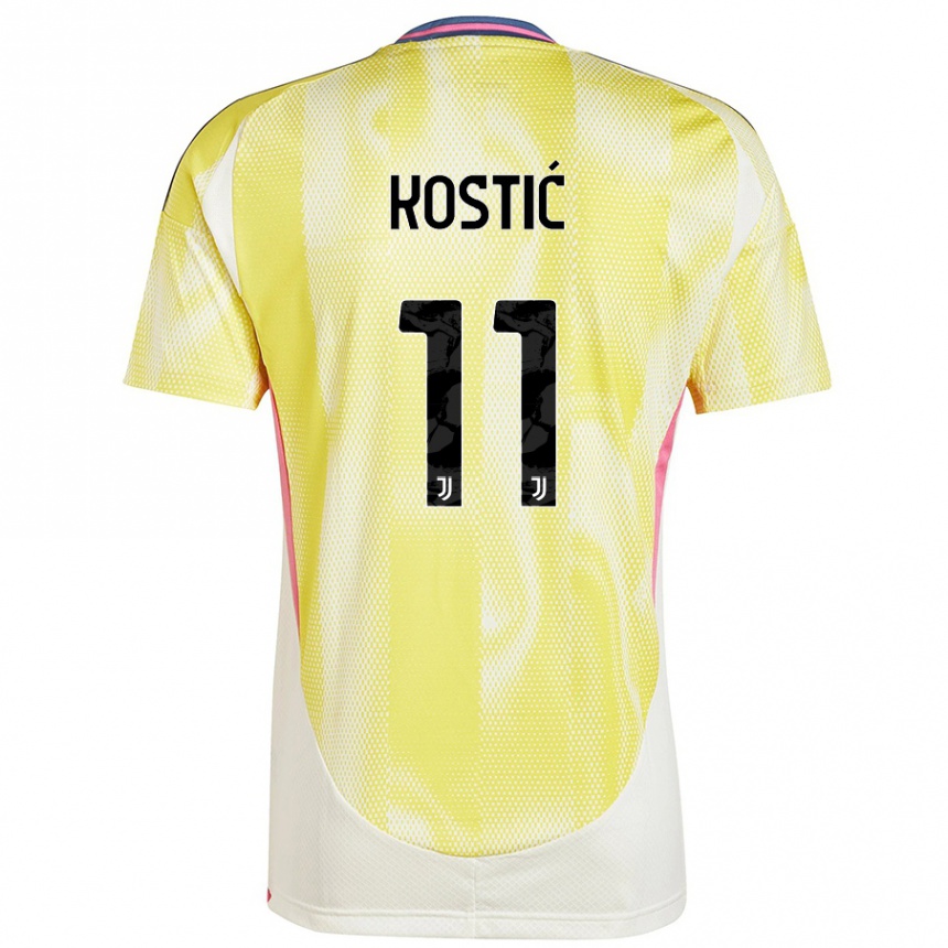 Vaikiškas Filip Kostic #11 Saulės Geltona Išvykos Marškinėliai 2024/25 T-Shirt