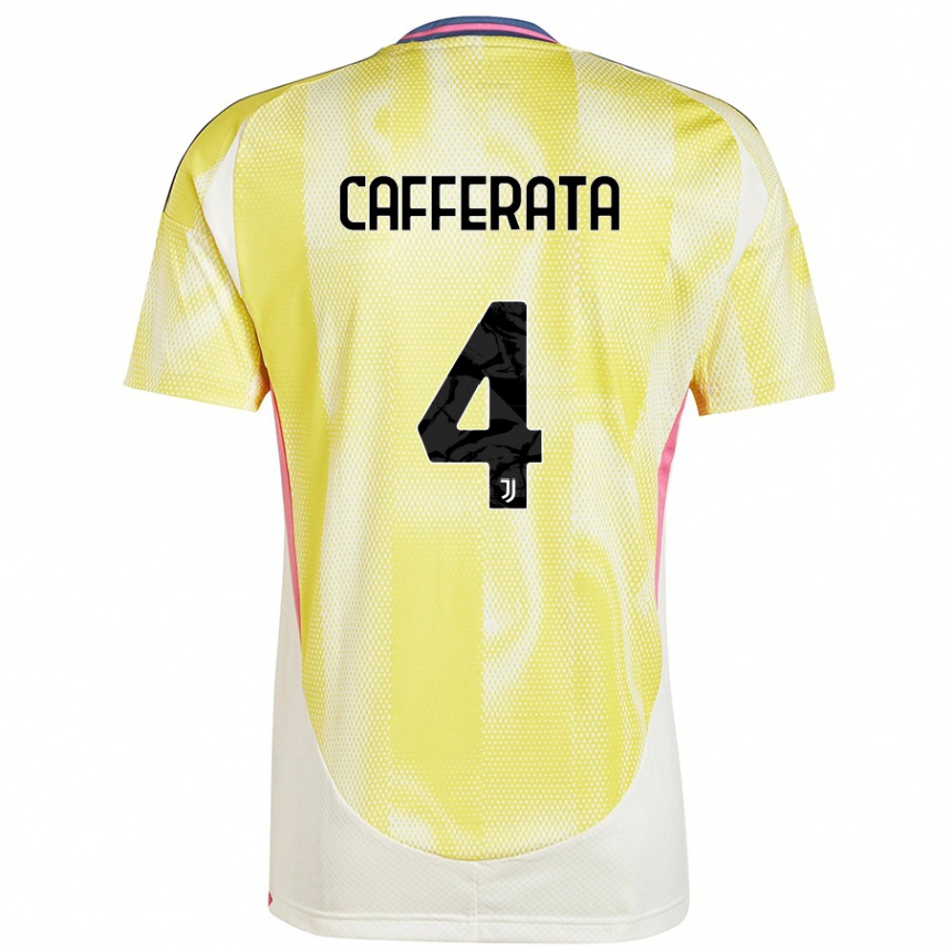 Vaikiškas Federica Cafferata #4 Saulės Geltona Išvykos Marškinėliai 2024/25 T-Shirt