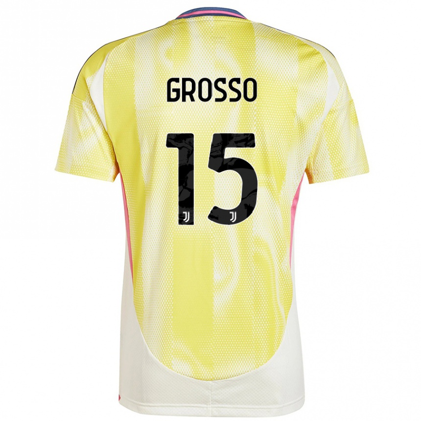 Vaikiškas Julia Grosso #15 Saulės Geltona Išvykos Marškinėliai 2024/25 T-Shirt