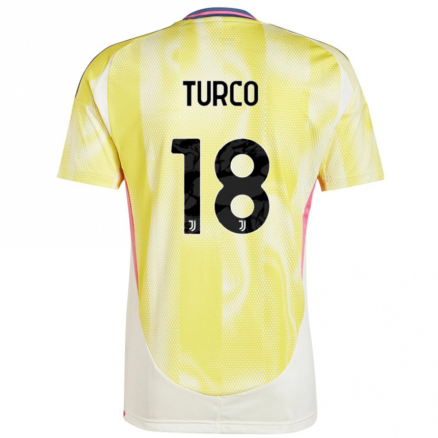 Vaikiškas Nicolo Turco #18 Saulės Geltona Išvykos Marškinėliai 2024/25 T-Shirt