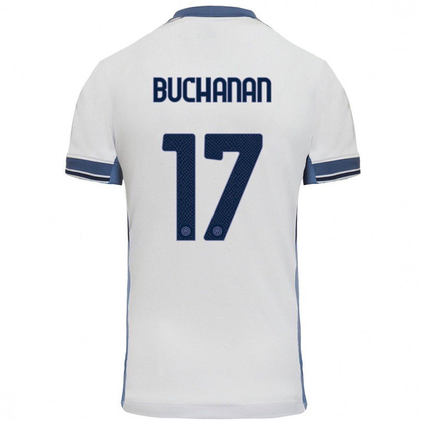 Vaikiškas Tajon Buchanan #17 Balta Pilka Išvykos Marškinėliai 2024/25 T-Shirt