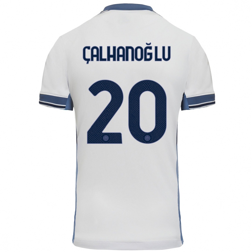 Vaikiškas Hakan Calhanoglu #20 Balta Pilka Išvykos Marškinėliai 2024/25 T-Shirt