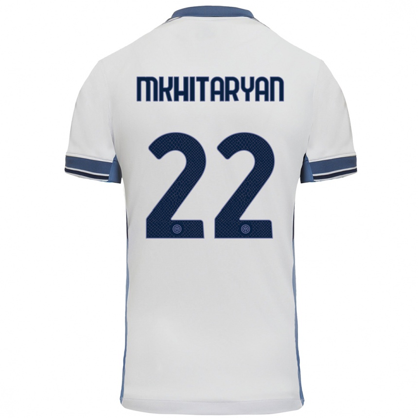 Vaikiškas Henrikh Mkhitaryan #22 Balta Pilka Išvykos Marškinėliai 2024/25 T-Shirt