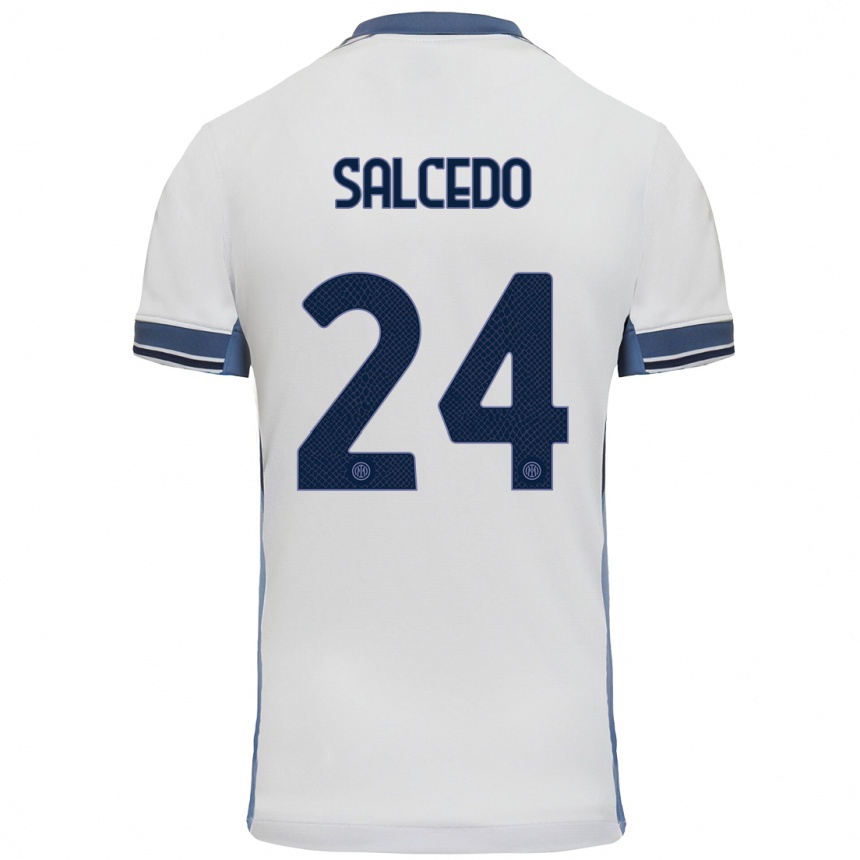 Vaikiškas Eddie Salcedo #24 Balta Pilka Išvykos Marškinėliai 2024/25 T-Shirt