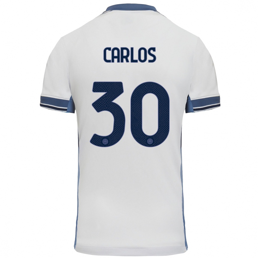 Vaikiškas Carlos Augusto #30 Balta Pilka Išvykos Marškinėliai 2024/25 T-Shirt