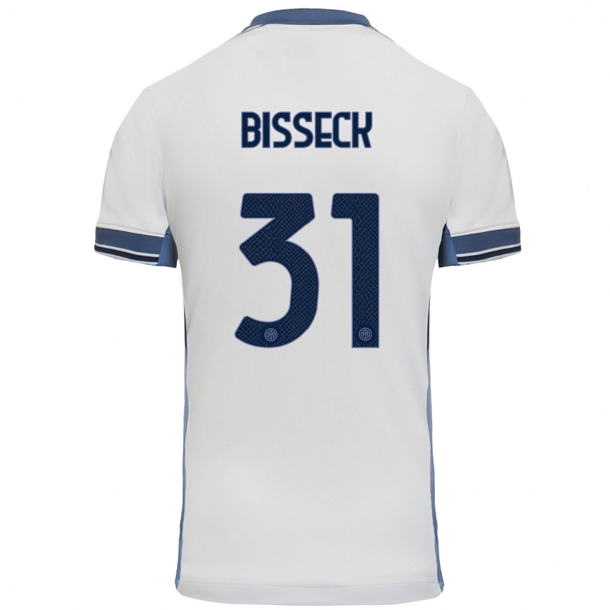 Vaikiškas Yann Bisseck #31 Balta Pilka Išvykos Marškinėliai 2024/25 T-Shirt