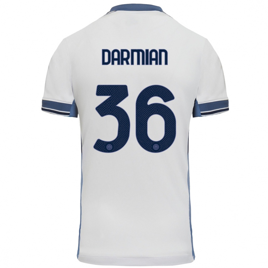 Vaikiškas Matteo Darmian #36 Balta Pilka Išvykos Marškinėliai 2024/25 T-Shirt