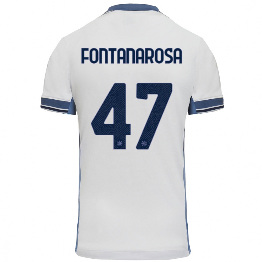 Vaikiškas Alessandro Fontanarosa #47 Balta Pilka Išvykos Marškinėliai 2024/25 T-Shirt