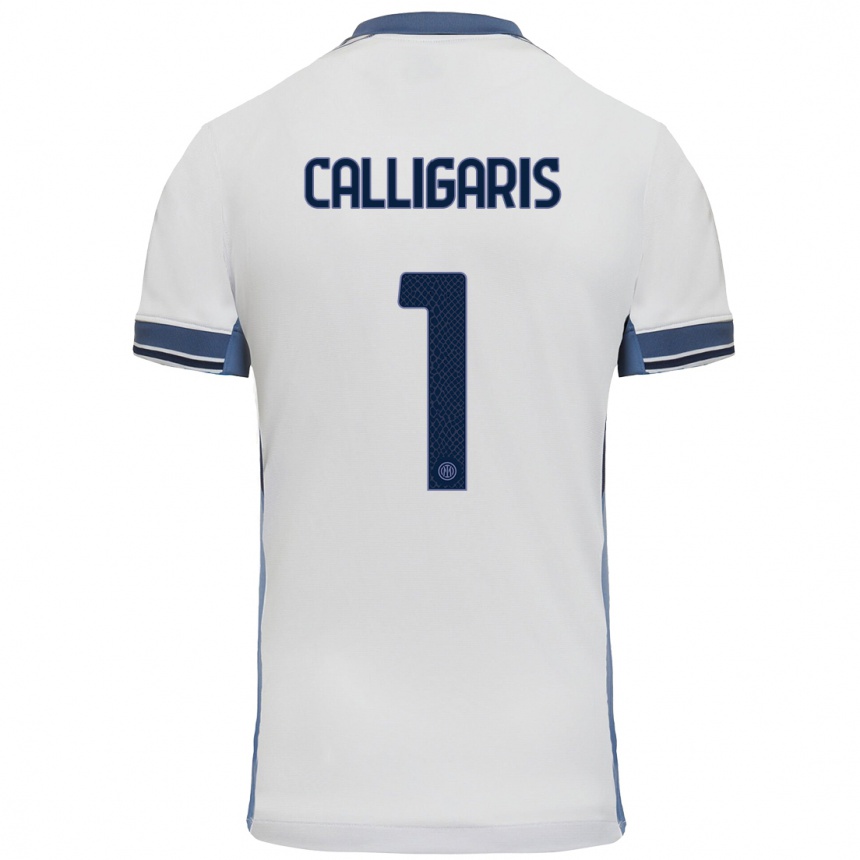 Vaikiškas Alessandro Calligaris #1 Balta Pilka Išvykos Marškinėliai 2024/25 T-Shirt