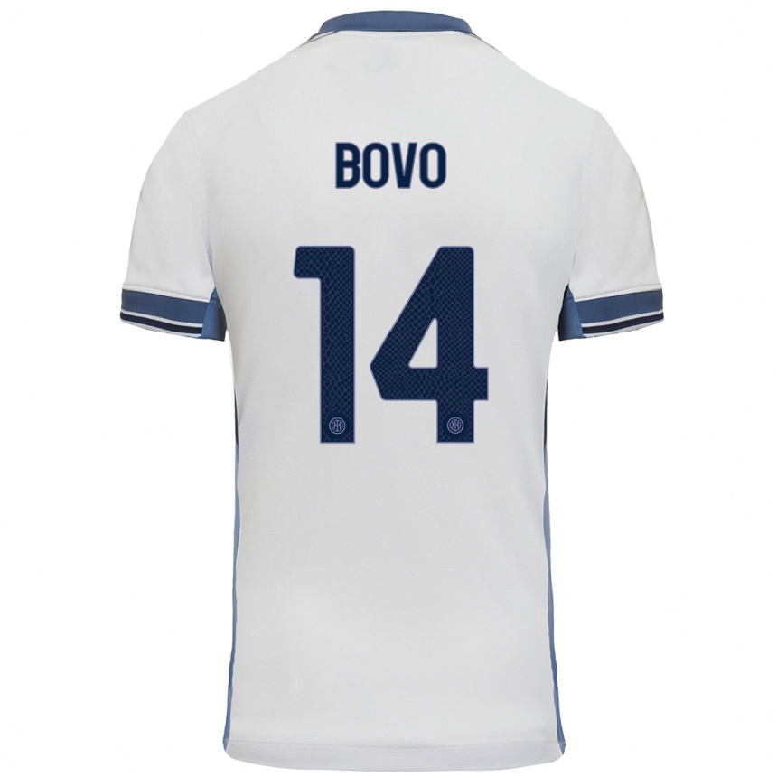 Vaikiškas Leonardo Bovo #14 Balta Pilka Išvykos Marškinėliai 2024/25 T-Shirt