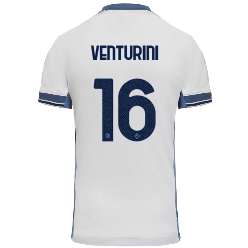 Vaikiškas Matteo Venturini #16 Balta Pilka Išvykos Marškinėliai 2024/25 T-Shirt