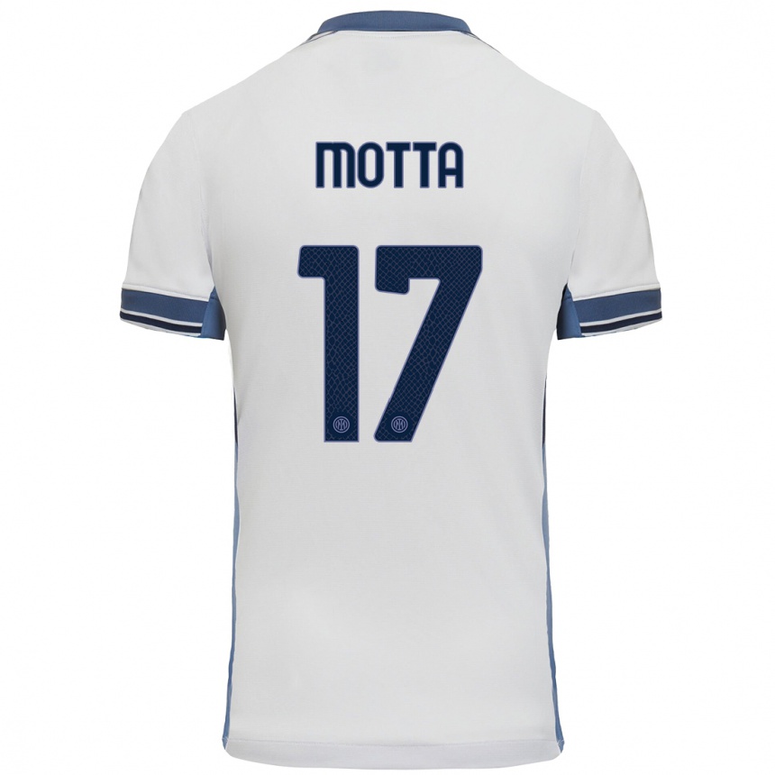 Vaikiškas Matteo Motta #17 Balta Pilka Išvykos Marškinėliai 2024/25 T-Shirt