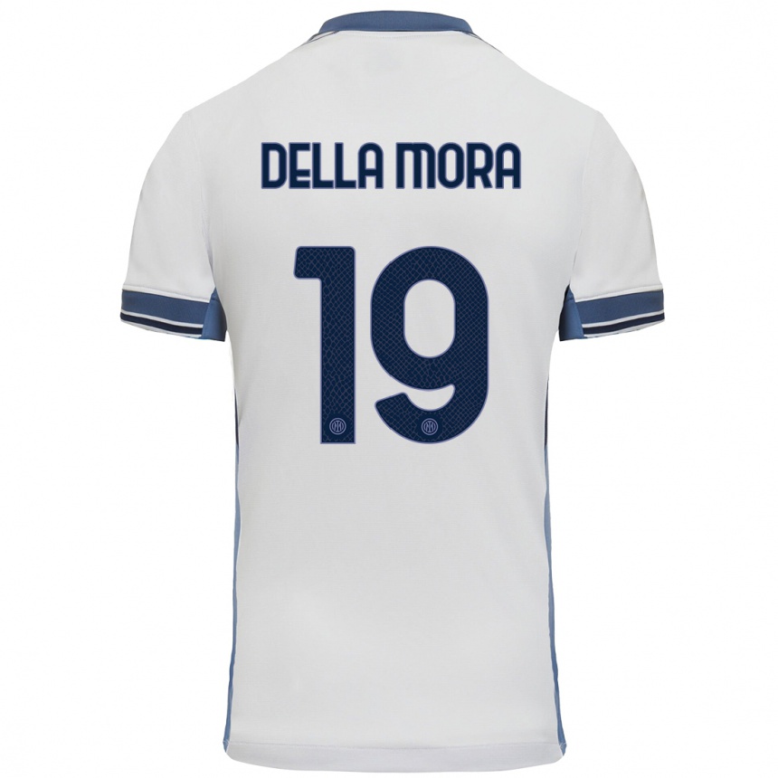 Vaikiškas Tommaso Della Mora #19 Balta Pilka Išvykos Marškinėliai 2024/25 T-Shirt