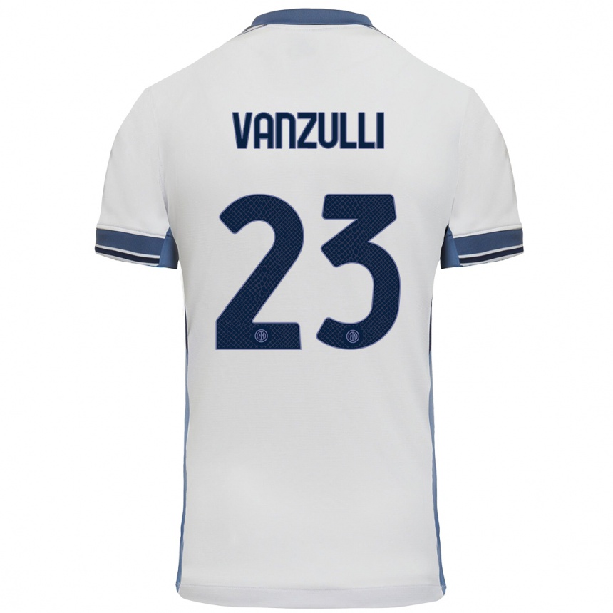 Vaikiškas Marco Vanzulli #23 Balta Pilka Išvykos Marškinėliai 2024/25 T-Shirt