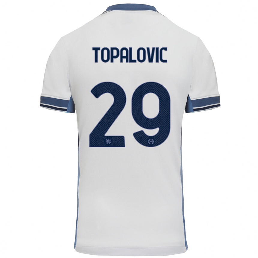 Vaikiškas Luka Topalovic #29 Balta Pilka Išvykos Marškinėliai 2024/25 T-Shirt