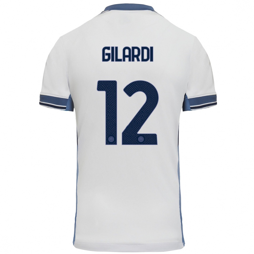 Vaikiškas Astrid Gilardi #12 Balta Pilka Išvykos Marškinėliai 2024/25 T-Shirt