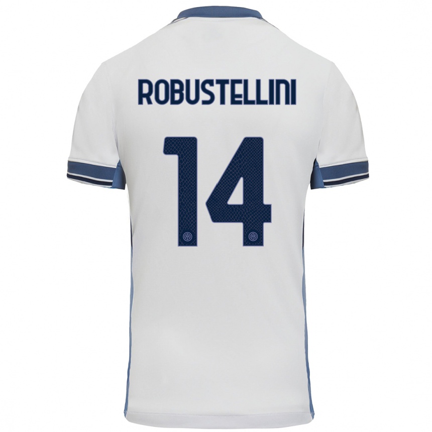 Vaikiškas Chiara Robustellini #14 Balta Pilka Išvykos Marškinėliai 2024/25 T-Shirt