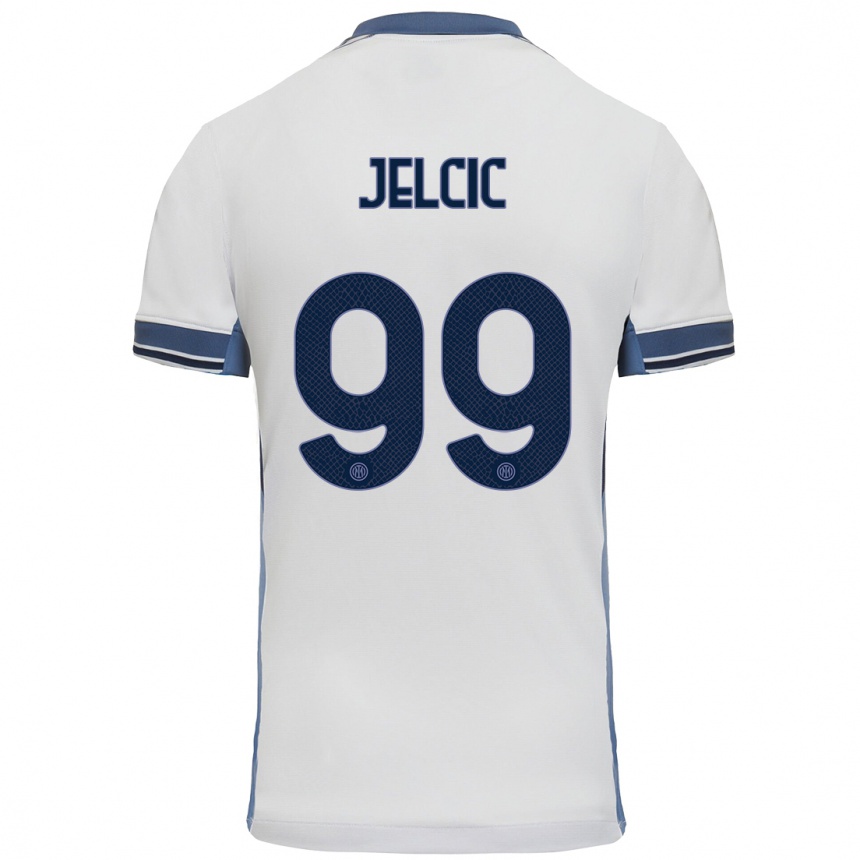 Vaikiškas Maja Jelčić #99 Balta Pilka Išvykos Marškinėliai 2024/25 T-Shirt