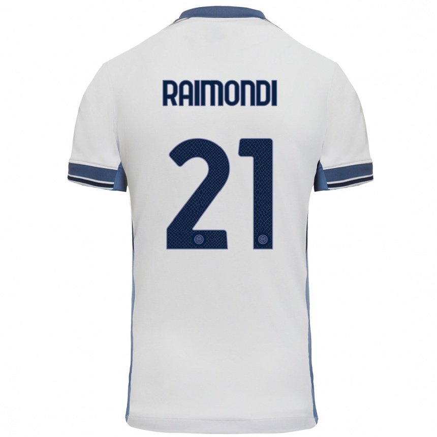 Vaikiškas Paolo Raimondi #21 Balta Pilka Išvykos Marškinėliai 2024/25 T-Shirt