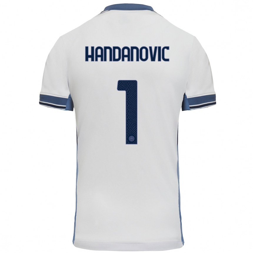 Vaikiškas Samir Handanovic #1 Balta Pilka Išvykos Marškinėliai 2024/25 T-Shirt