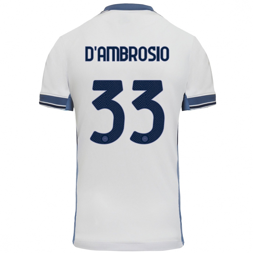 Vaikiškas Danilo D'ambrosio #33 Balta Pilka Išvykos Marškinėliai 2024/25 T-Shirt