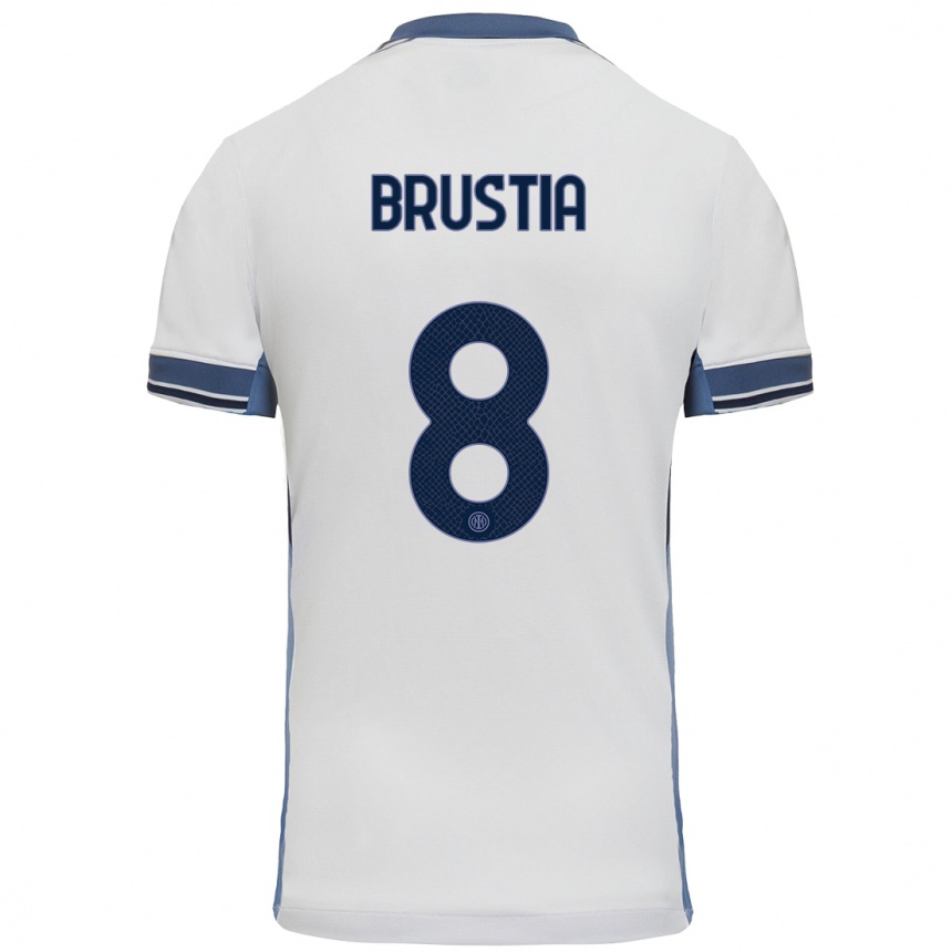 Vaikiškas Martina Brustia #8 Balta Pilka Išvykos Marškinėliai 2024/25 T-Shirt