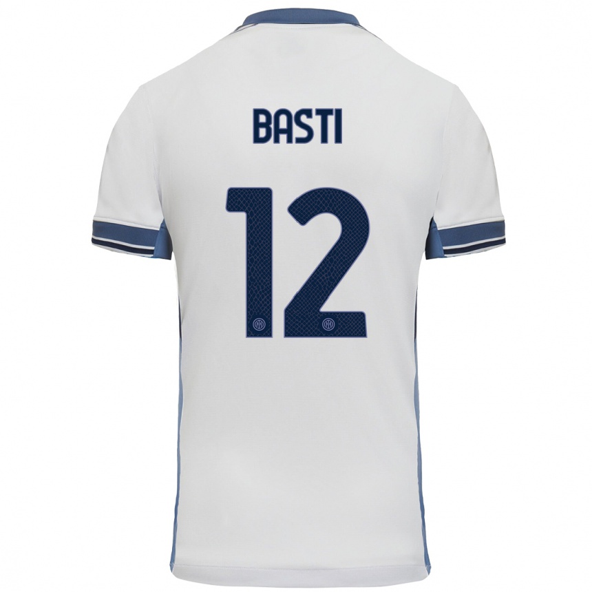 Vaikiškas Matteo Basti #12 Balta Pilka Išvykos Marškinėliai 2024/25 T-Shirt