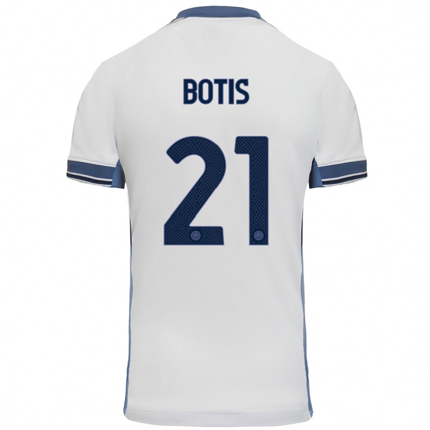 Vaikiškas Nikolaos Botis #21 Balta Pilka Išvykos Marškinėliai 2024/25 T-Shirt