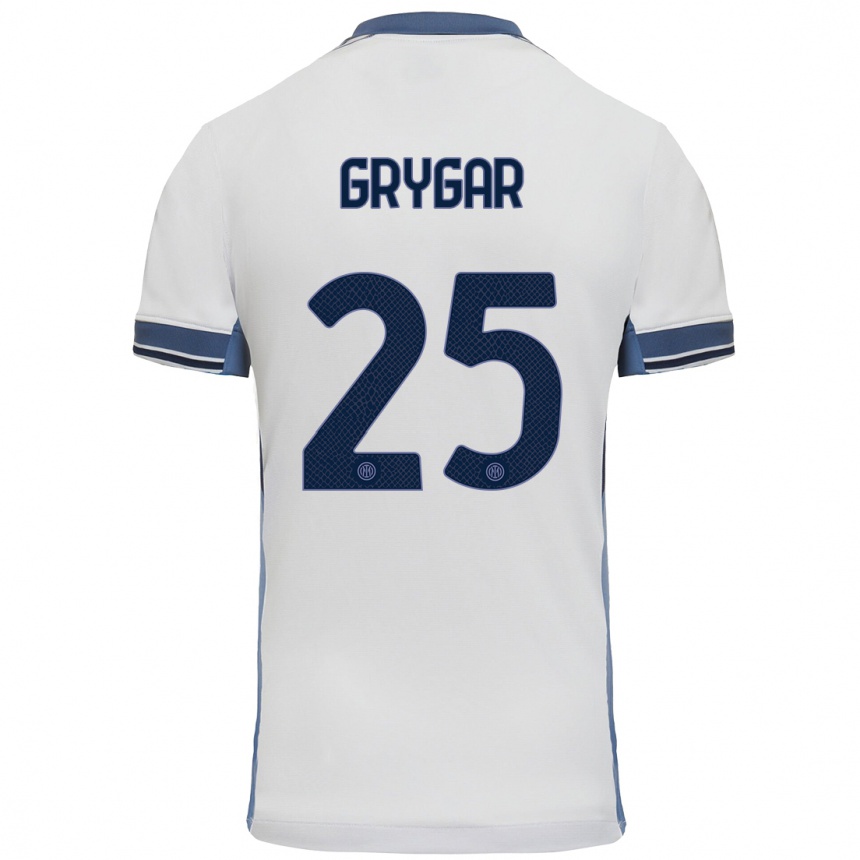 Vaikiškas Samuel Grygar #25 Balta Pilka Išvykos Marškinėliai 2024/25 T-Shirt