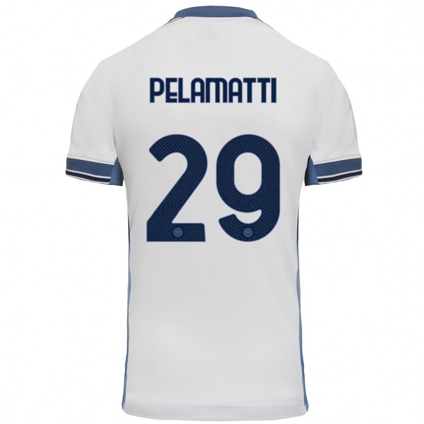 Vaikiškas Andrea Pelamatti #29 Balta Pilka Išvykos Marškinėliai 2024/25 T-Shirt