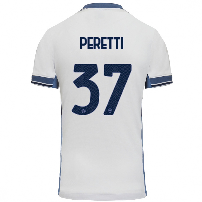 Vaikiškas Lorenzo Peretti #37 Balta Pilka Išvykos Marškinėliai 2024/25 T-Shirt