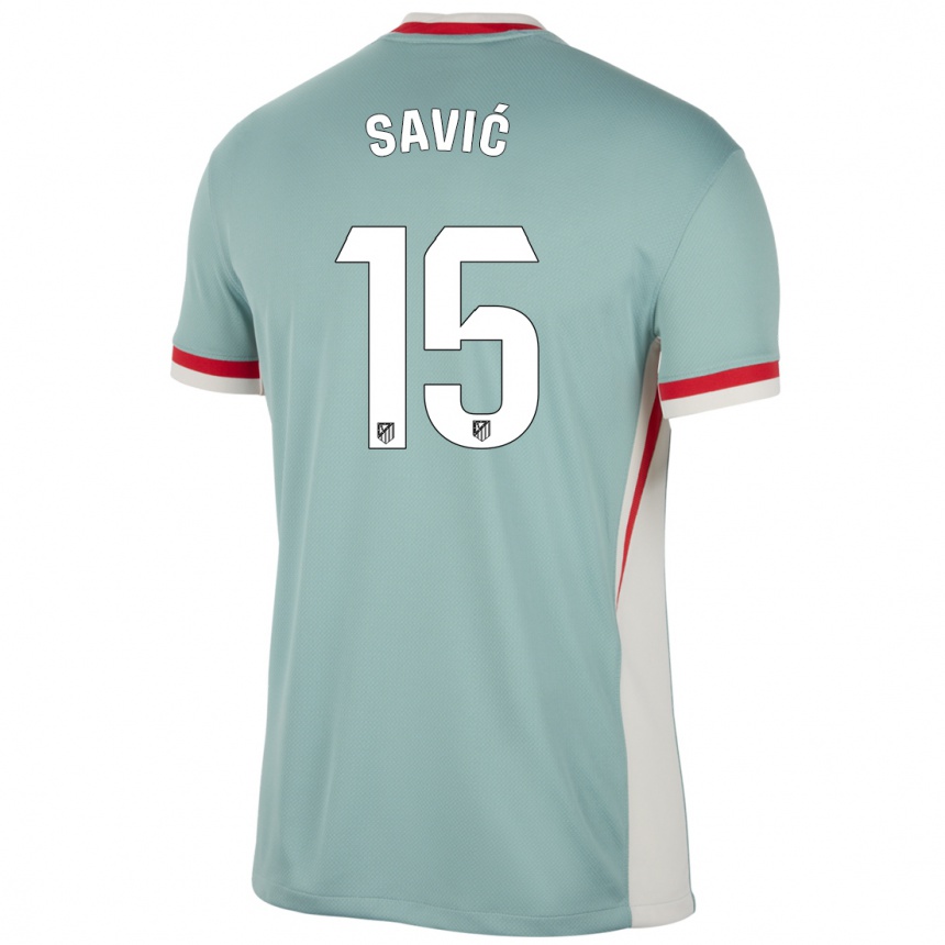 Vaikiškas Stefan Savic #15 Šviesiai Smėlio Spalvos Mėlyna Išvykos Marškinėliai 2024/25 T-Shirt