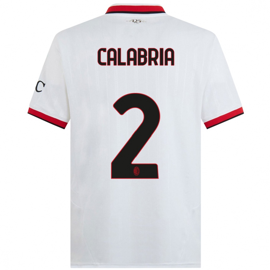 Vaikiškas Davide Calabria #2 Balta Juoda Raudona Išvykos Marškinėliai 2024/25 T-Shirt