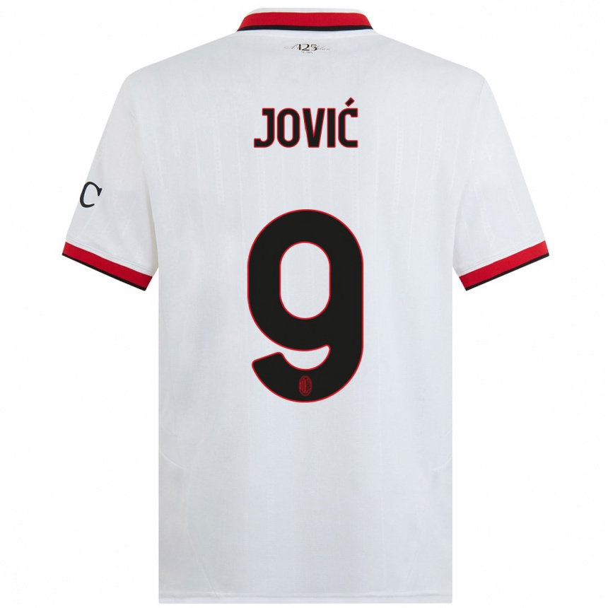 Vaikiškas Luka Jovic #9 Balta Juoda Raudona Išvykos Marškinėliai 2024/25 T-Shirt