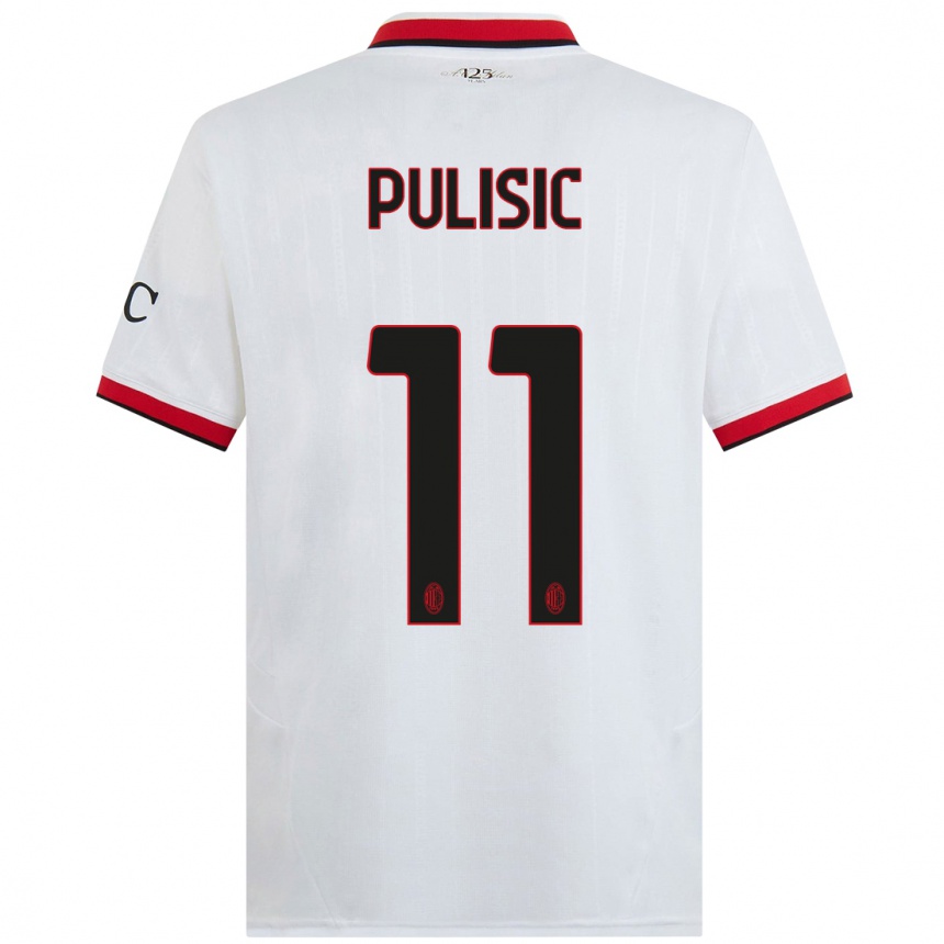 Vaikiškas Christian Pulisic #11 Balta Juoda Raudona Išvykos Marškinėliai 2024/25 T-Shirt