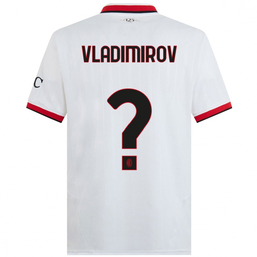 Vaikiškas Valeri Vladimirov #0 Balta Juoda Raudona Išvykos Marškinėliai 2024/25 T-Shirt