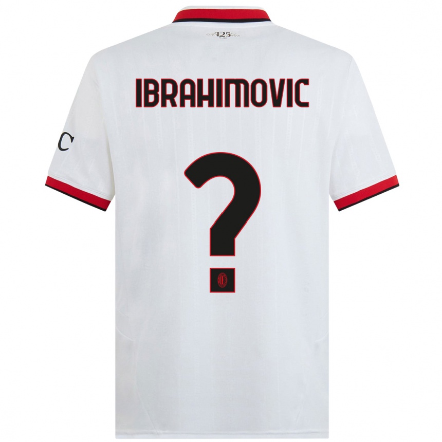 Vaikiškas Vincent Ibrahimovic #0 Balta Juoda Raudona Išvykos Marškinėliai 2024/25 T-Shirt