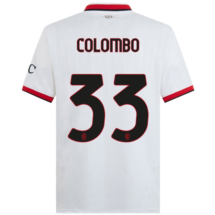 Vaikiškas Federico Colombo #33 Balta Juoda Raudona Išvykos Marškinėliai 2024/25 T-Shirt