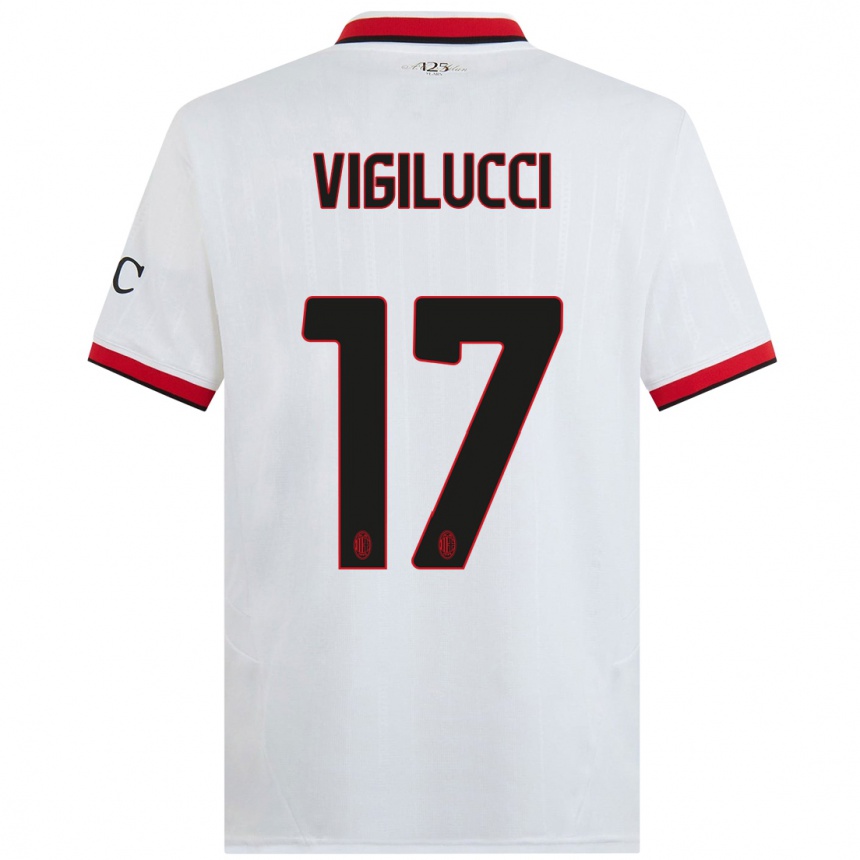 Vaikiškas Valery Vigilucci #17 Balta Juoda Raudona Išvykos Marškinėliai 2024/25 T-Shirt