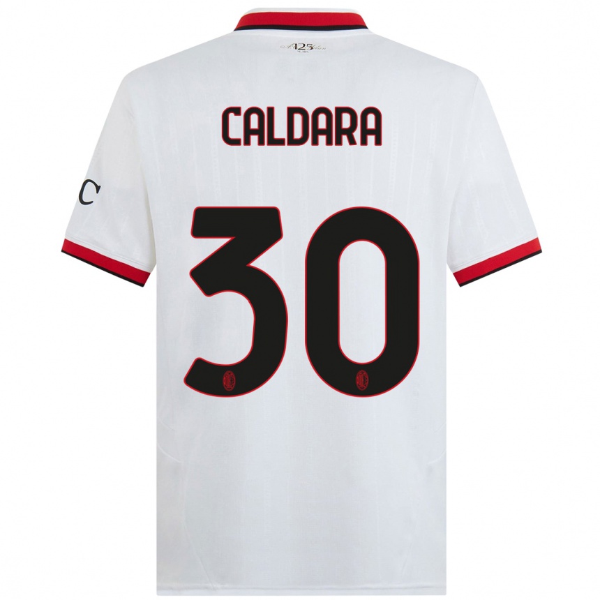 Vaikiškas Mattia Caldara #30 Balta Juoda Raudona Išvykos Marškinėliai 2024/25 T-Shirt