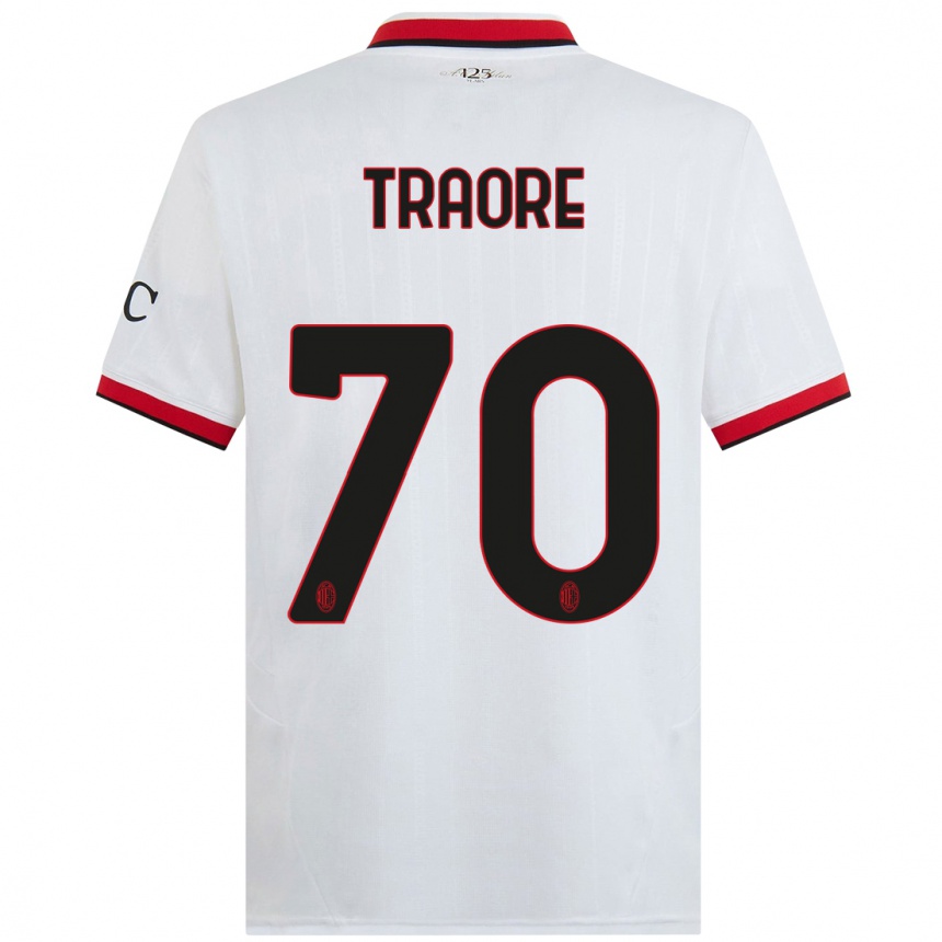 Vaikiškas Chaka Traore #70 Balta Juoda Raudona Išvykos Marškinėliai 2024/25 T-Shirt