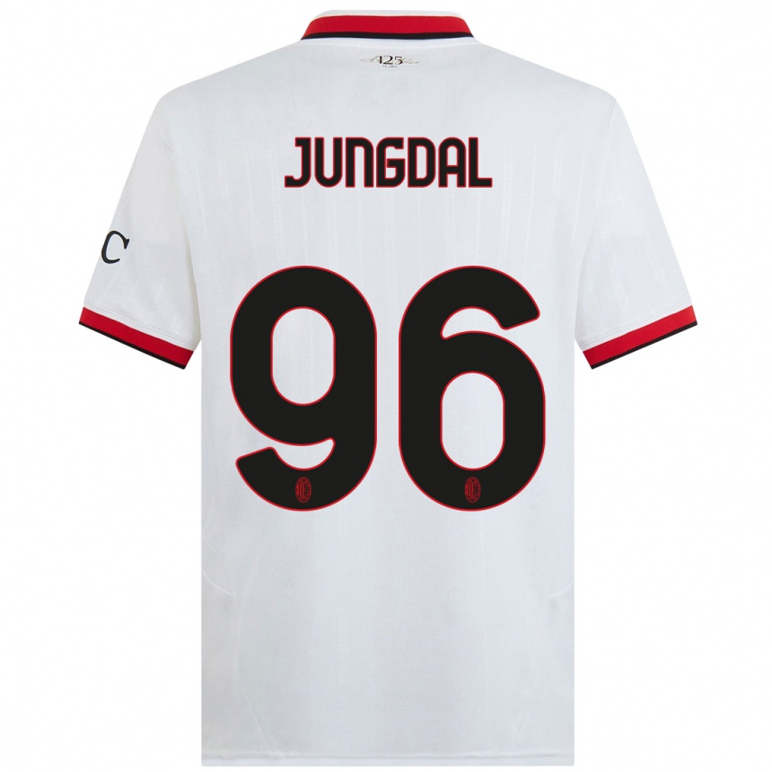 Vaikiškas Andreas Jungdal #96 Balta Juoda Raudona Išvykos Marškinėliai 2024/25 T-Shirt