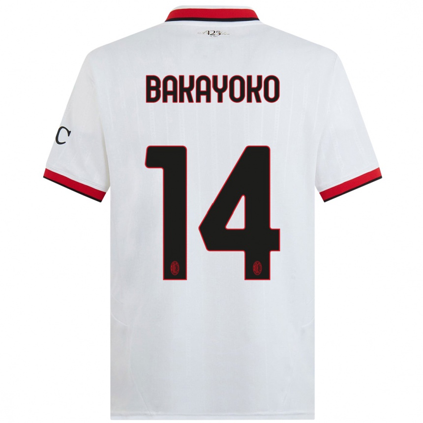 Vaikiškas Tiemoue Bakayoko #14 Balta Juoda Raudona Išvykos Marškinėliai 2024/25 T-Shirt