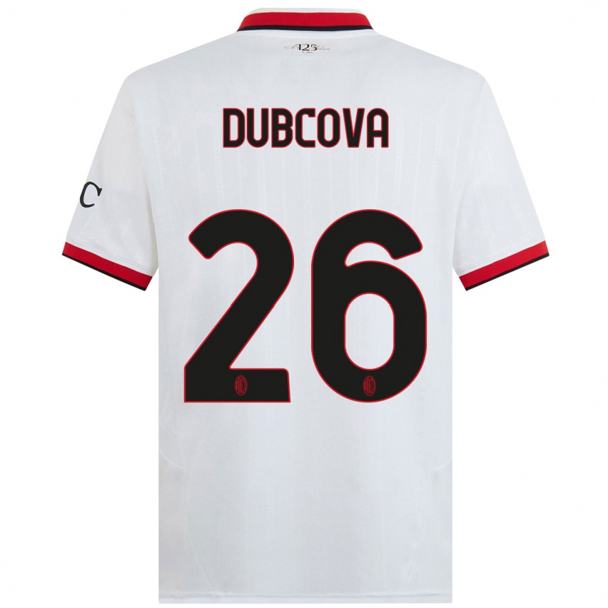 Vaikiškas Michaela Dubcova #26 Balta Juoda Raudona Išvykos Marškinėliai 2024/25 T-Shirt